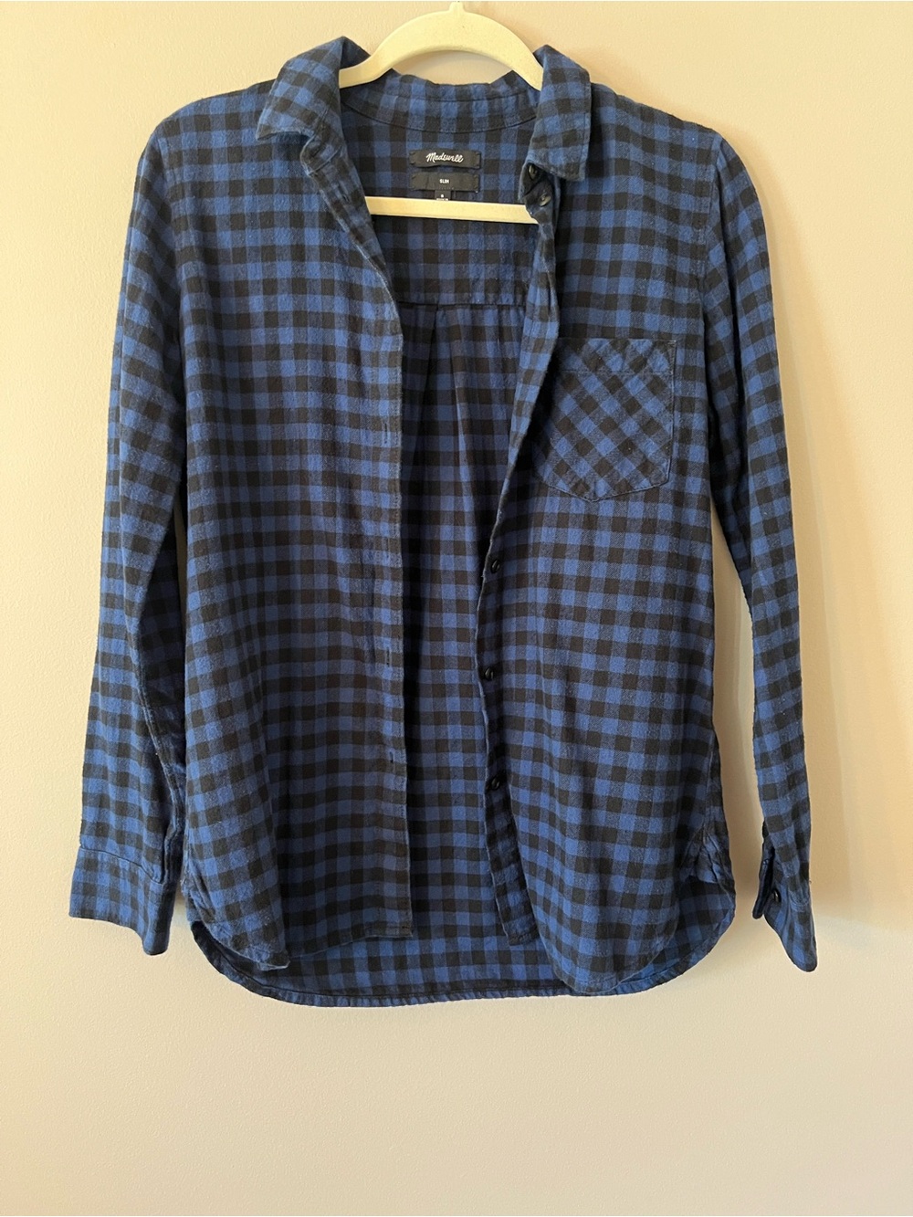 Madewell Blue and Black Plaid Button-Down Shirt